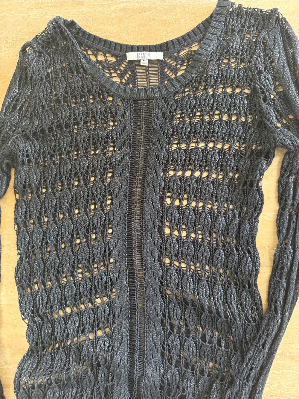BB Dakota Open-Weave Scoop Neck Sweater - Black